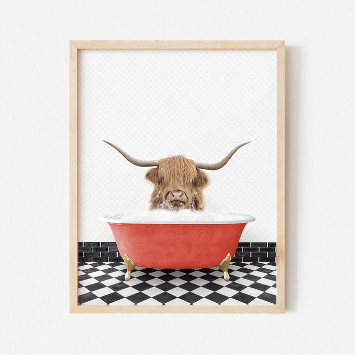 a picture of a bull in a bathtub