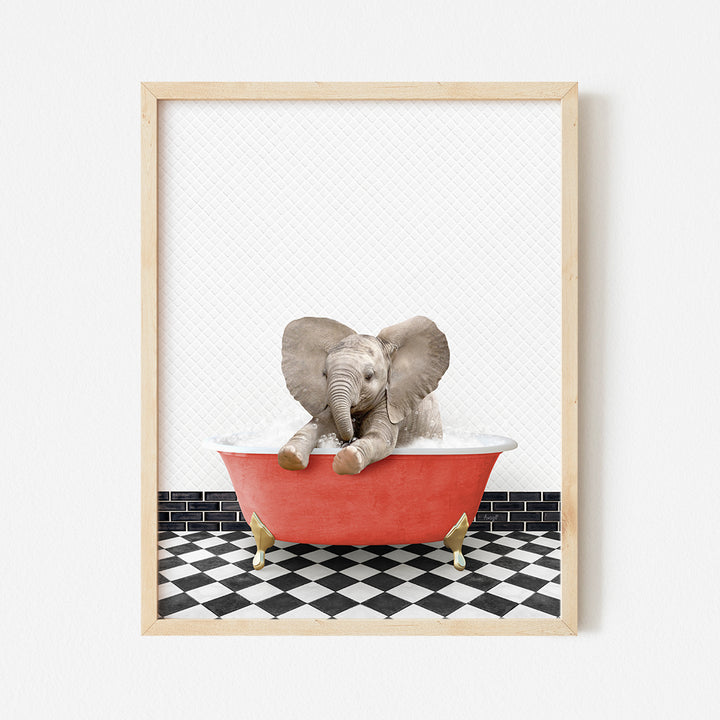 a picture of an elephant in a bathtub