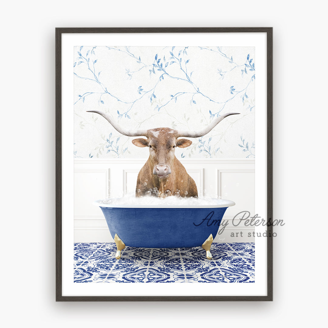 a picture of a cow in a bathtub