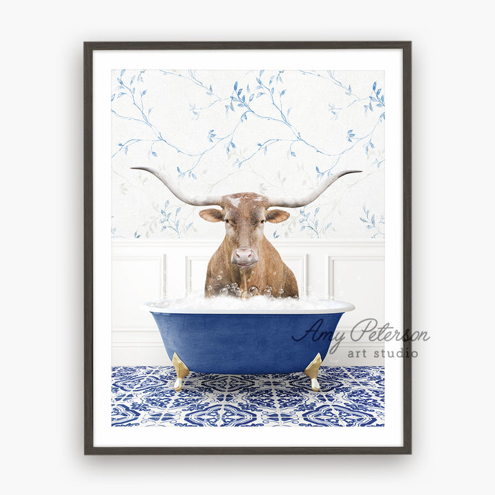 a picture of a cow in a bathtub