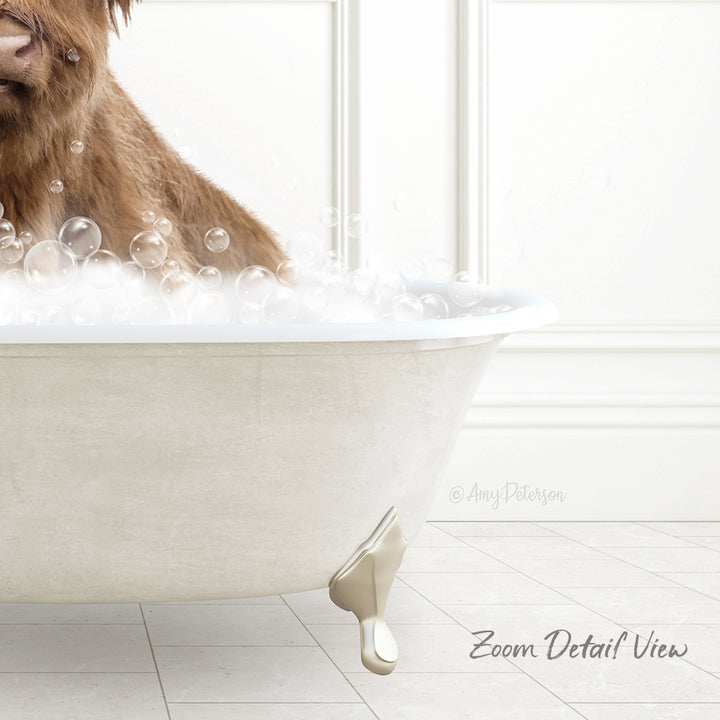 A dog is sitting in a bathtub filled with bubbles, enjoying a bath.