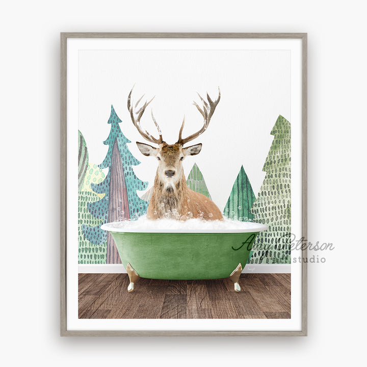 a picture of a deer in a bathtub