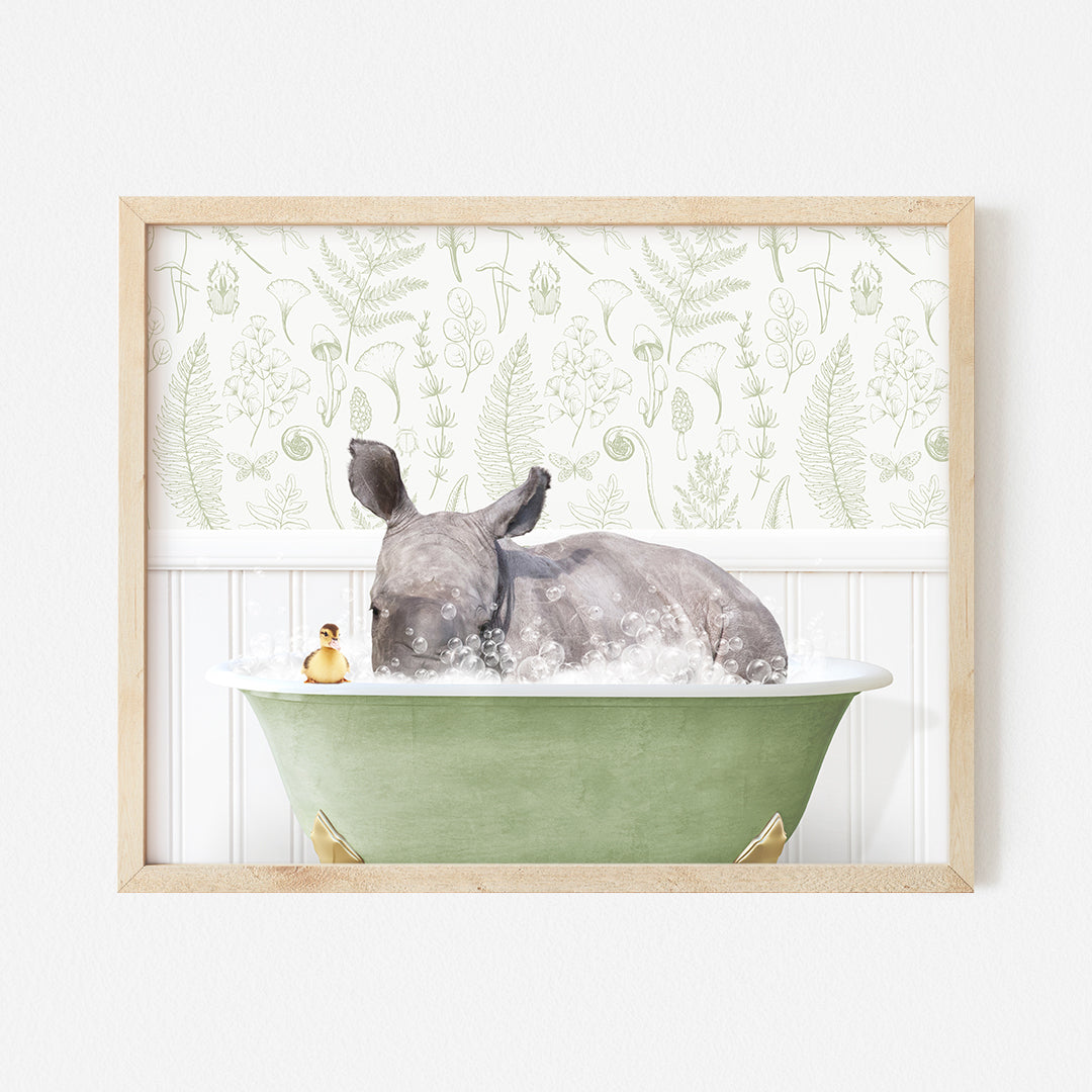 a picture of a rhino in a bathtub