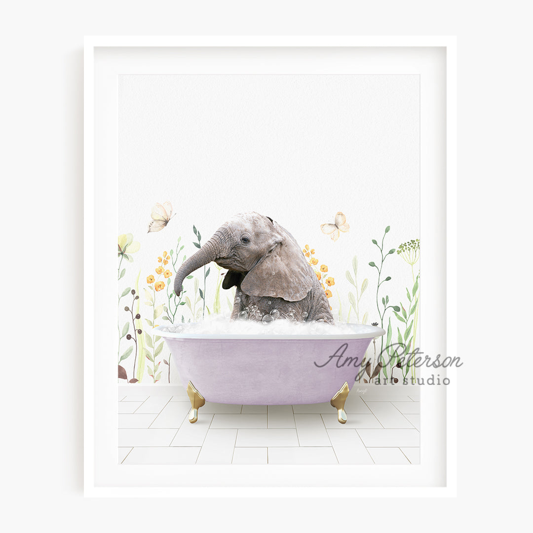 a picture of an elephant in a bathtub