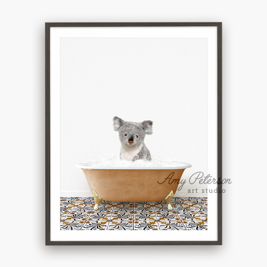 a picture of a koala in a bathtub