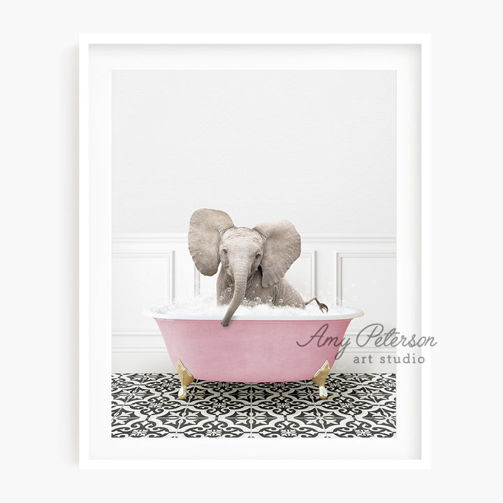 a picture of an elephant in a bathtub