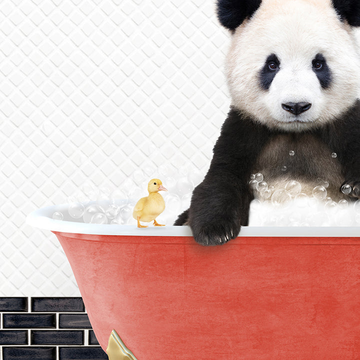 Baby Panda Wave in Checker Floor Bath