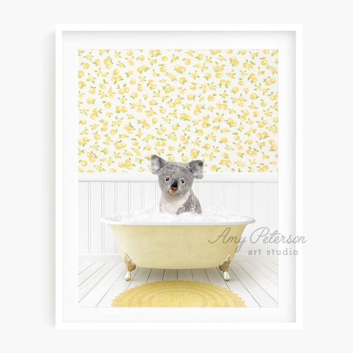 a picture of a koala in a bathtub