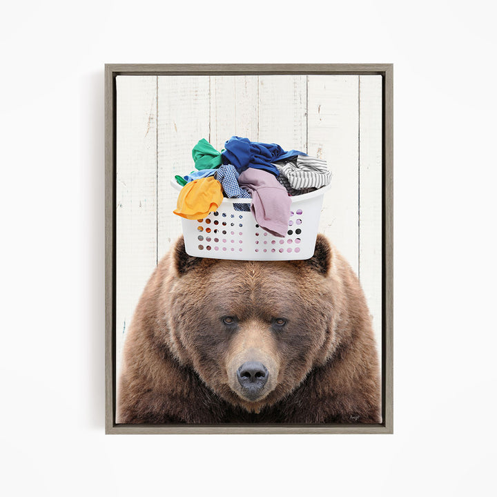 Big Bear with Laundry Basket - Farmhouse Wall