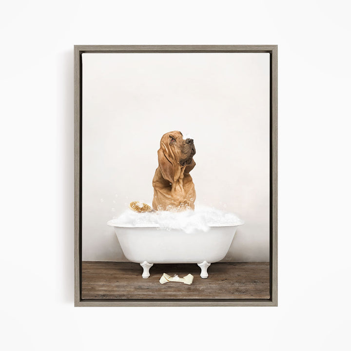 Bloodhound in Rustic Bath Style Lots of Foamy Bubbles