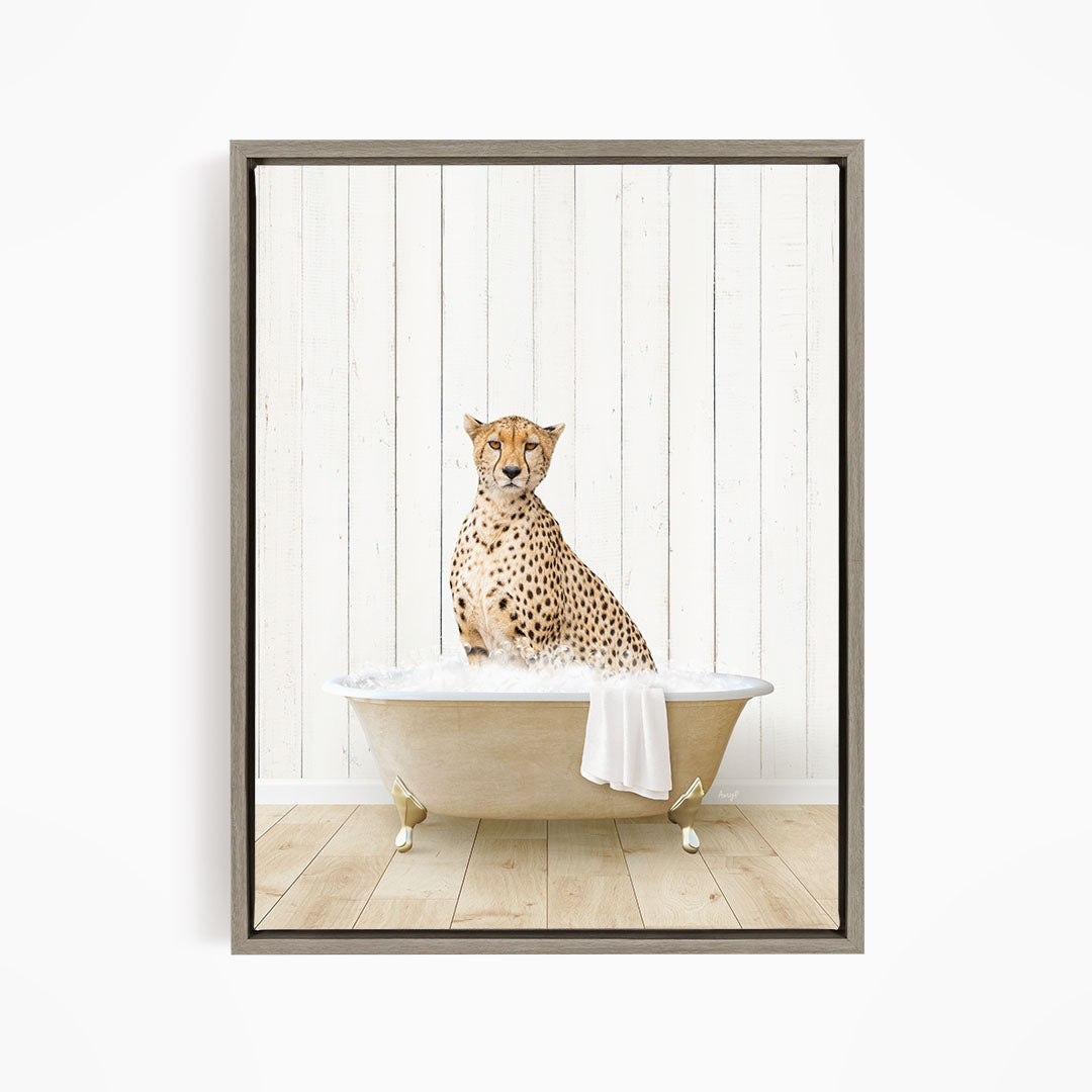 Cheetah in Farmhouse Bath