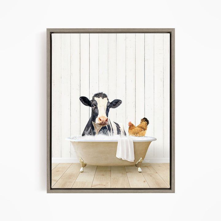 Cow and Chicken in Farmhouse Bath