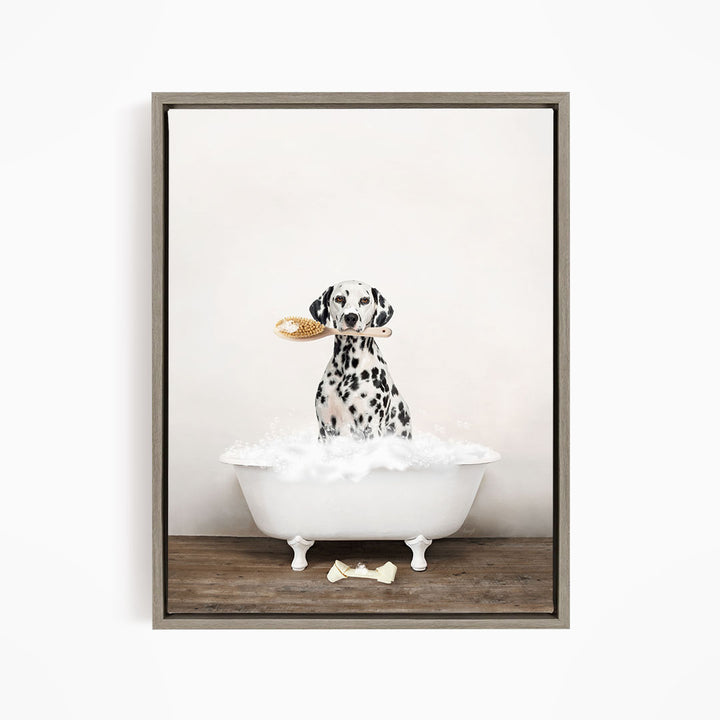 Dalmation in Rustic Bath Style Lots of Foamy Bubbles