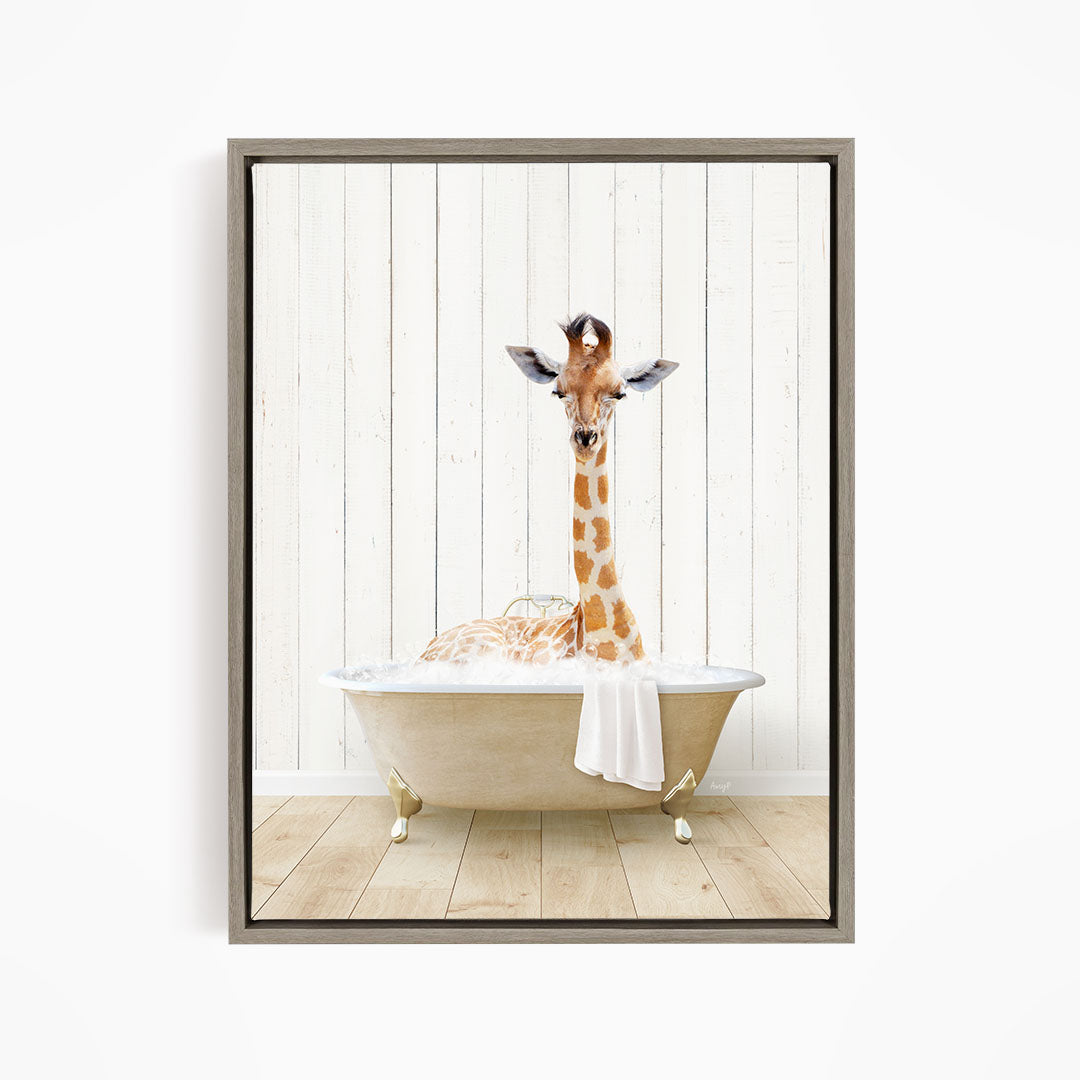 Giraffe in Farmhouse Bath