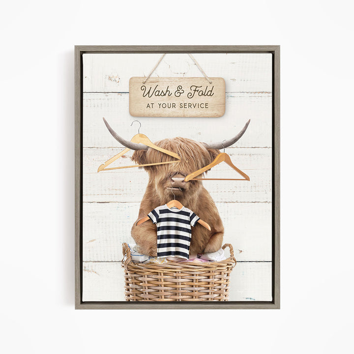 Highland Cow Wash & Fold - Farmhouse Wall Funny Sayings