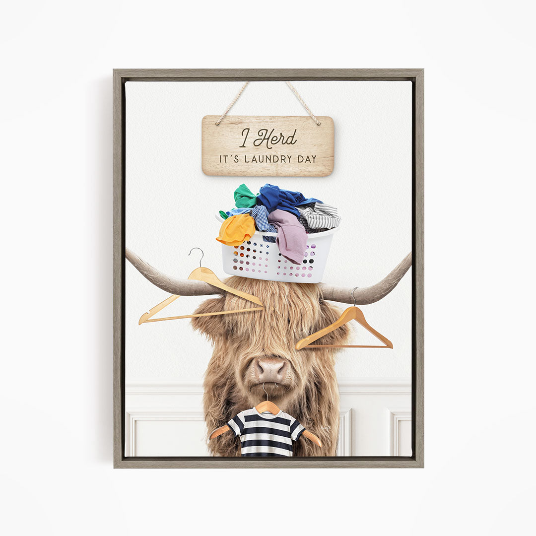 Highland Cow Baskethead with Laundry Hangers I Herd It's Laundry Day
