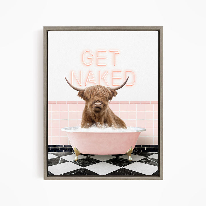 Highland Cow in Pink Get Naked Bath
