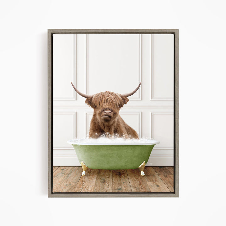Highland Cow in Transitional Bath Style