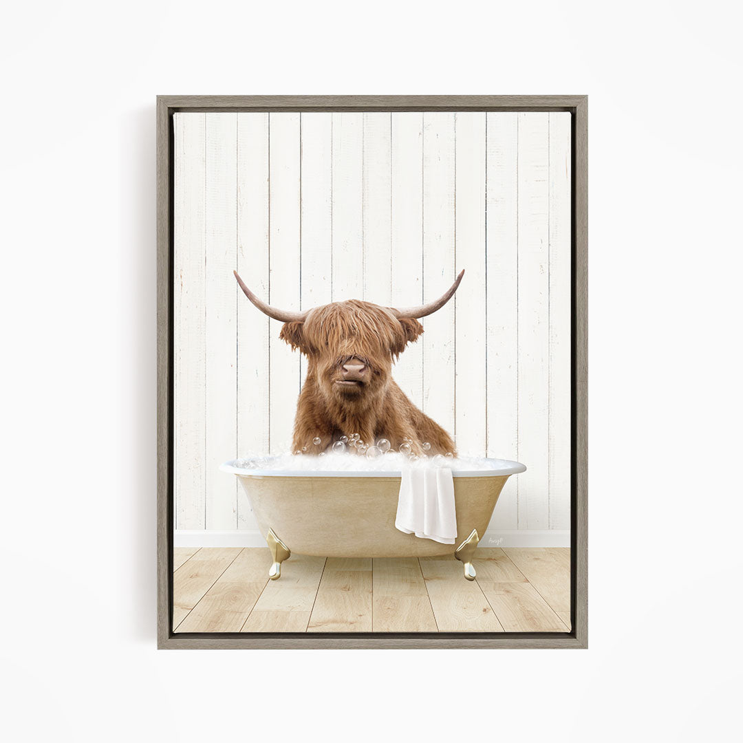 Highland Cow in Farmhouse Bath