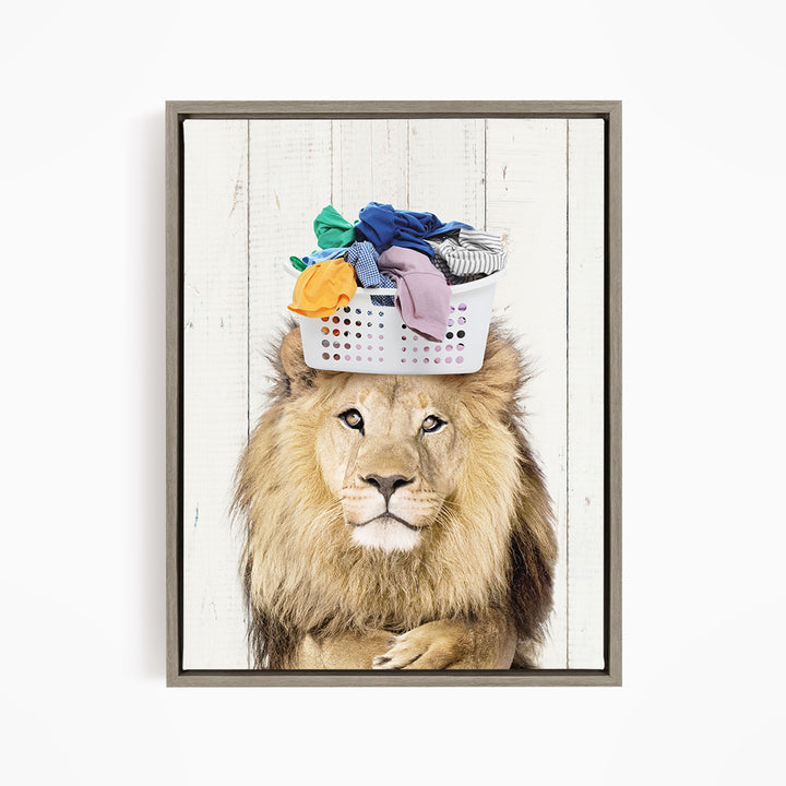 Lion With Laundry Basket On Head - Farmhouse Wall