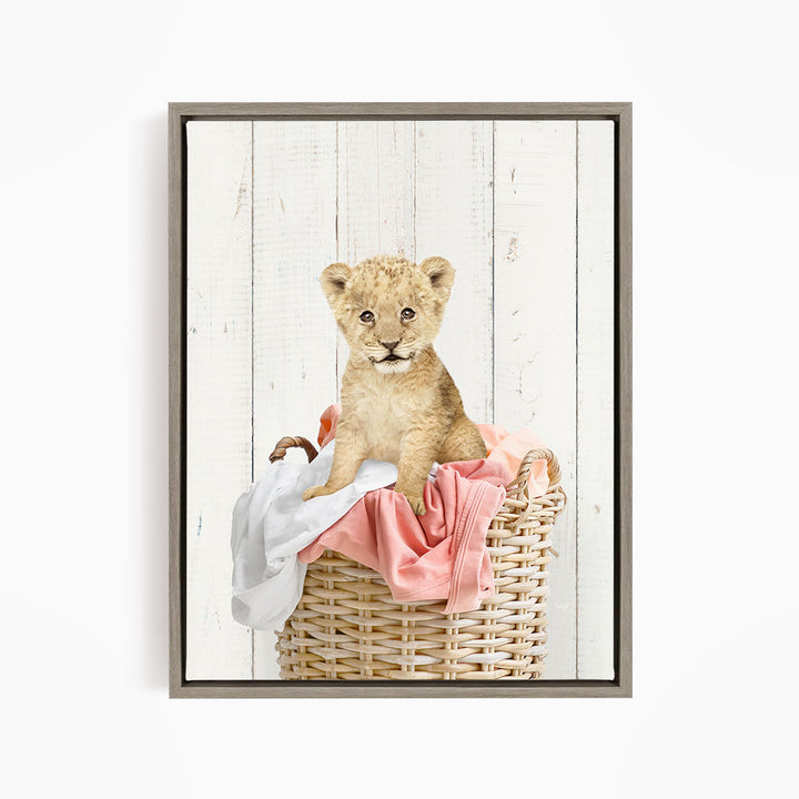 Lion Cub in Laundry Basket - Farmhouse Wall