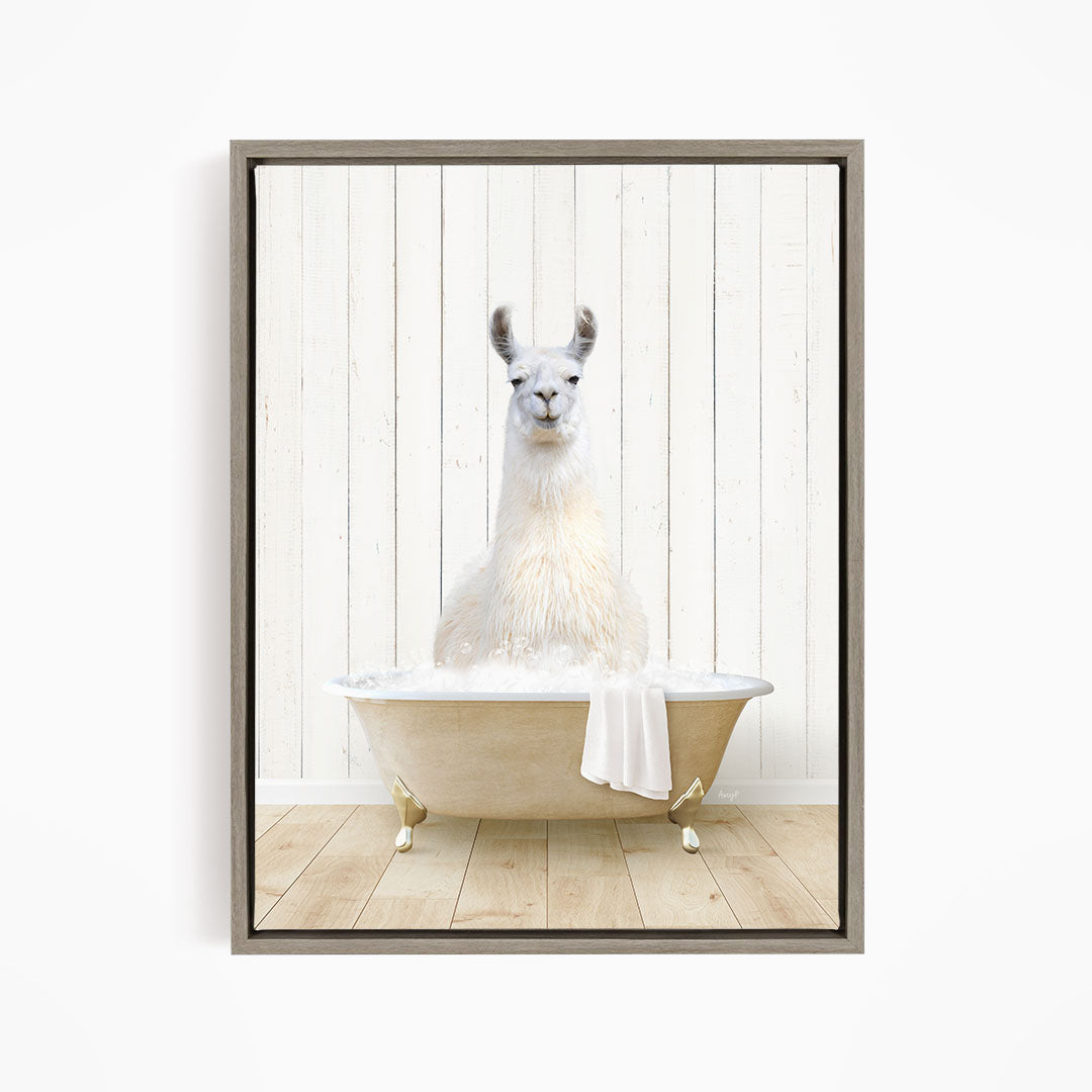 Llama in Farmhouse Bath
