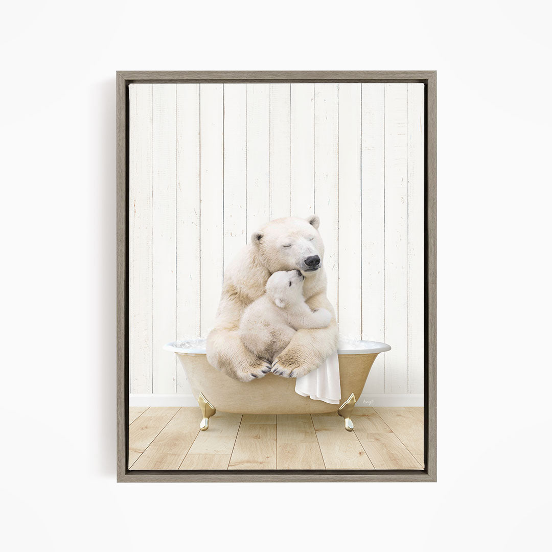 Mother and Baby Polar Bear in Farmhouse Bath