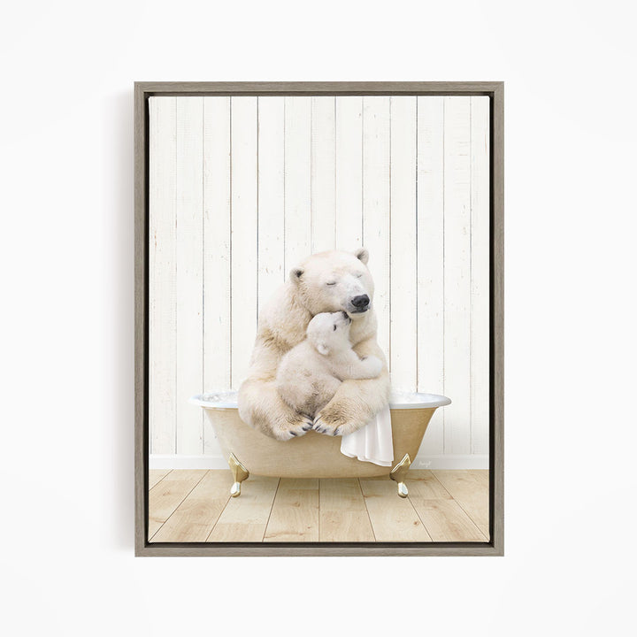 Mother and Baby Polar Bear in Farmhouse Bath