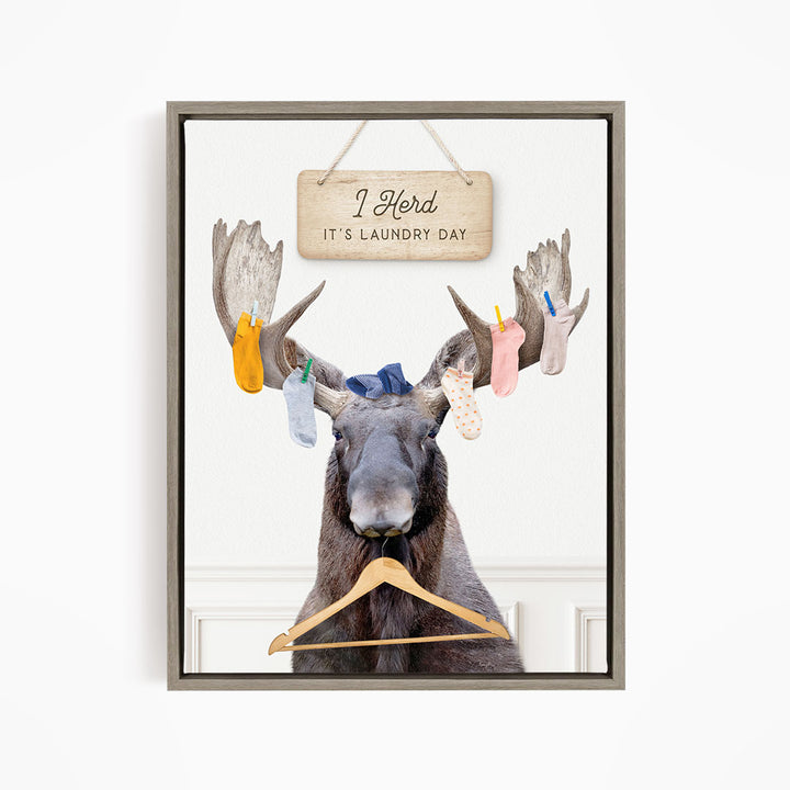 Moose Wearing Socks with Laundry Hanger