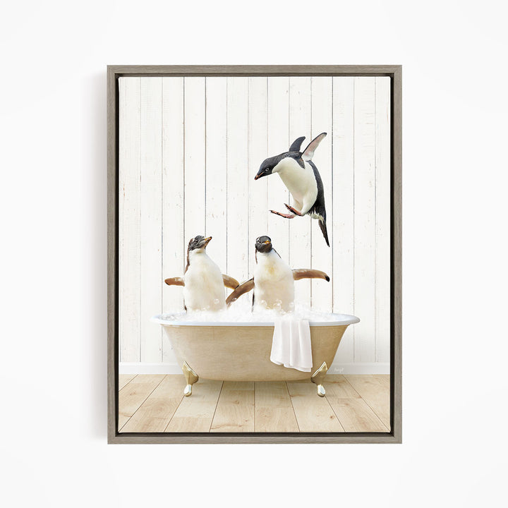 Penguins in Farmhouse Bath