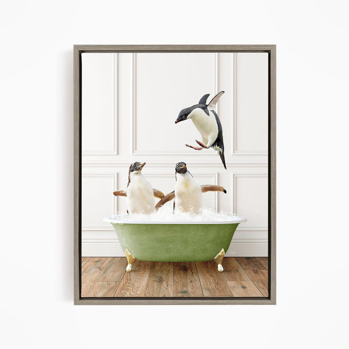 Penguins in Transitional Bath Style