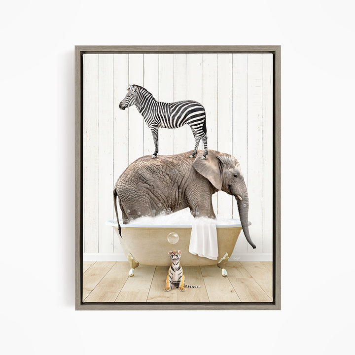 Safari Animals in Farmhouse Bath