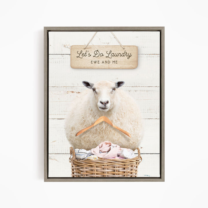 Sheep in Laundry Basket with Hanger - Farmhouse Wall Funny Sayings