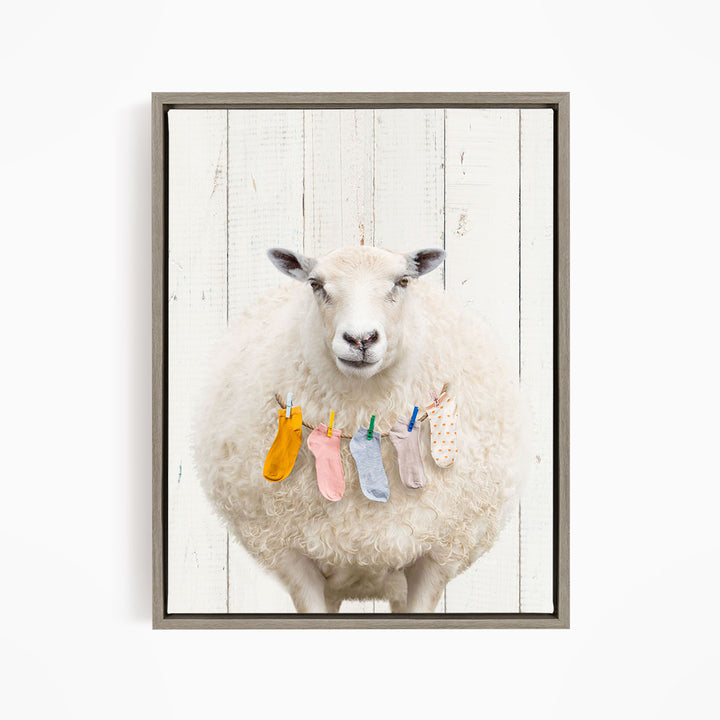 Sheep With Lost Laundry Socks - Farmhouse Wall
