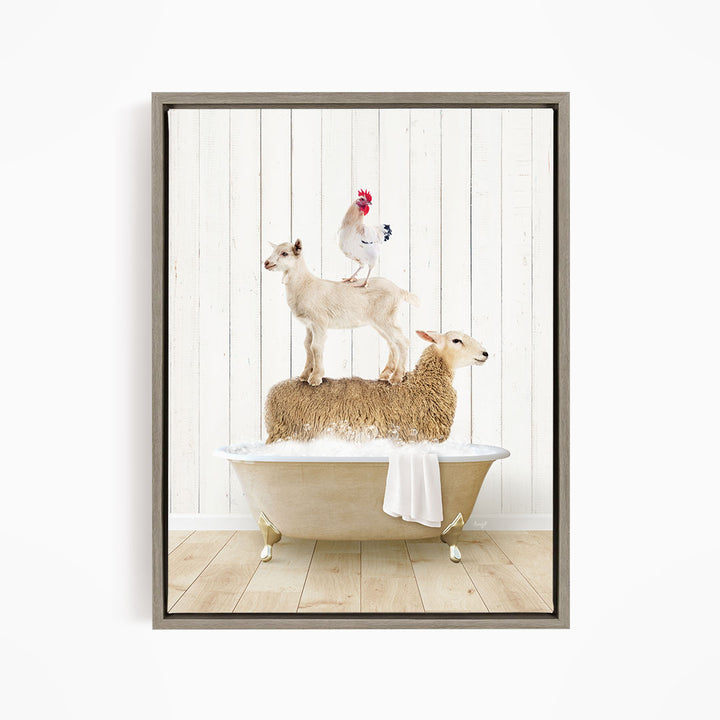 Stacked Farm Animals in Farmhouse Bath