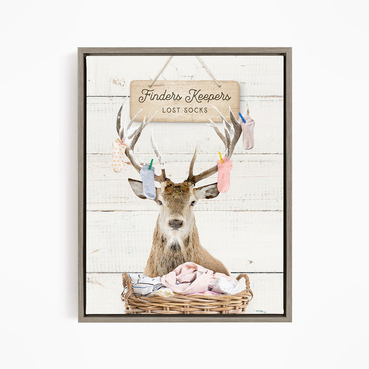 Deer Finders Keepers Lost Socks - Farmhouse Wall Funny Sayings