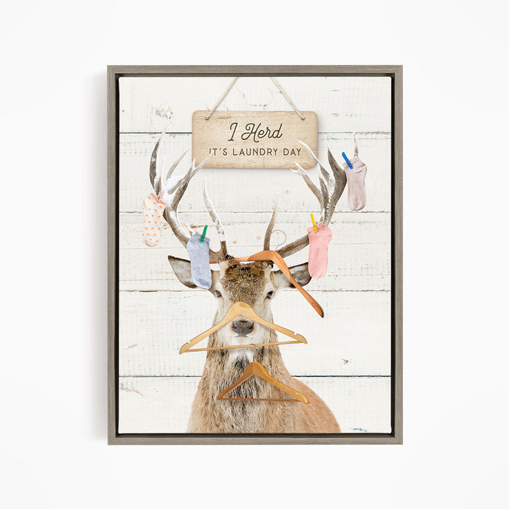 Deer with Socks and Hangers - Farmhouse Wall Funny Sayings