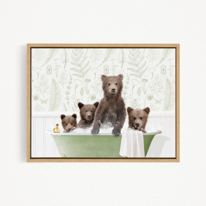 Four Bear Cubs in Fern Bubble Bath