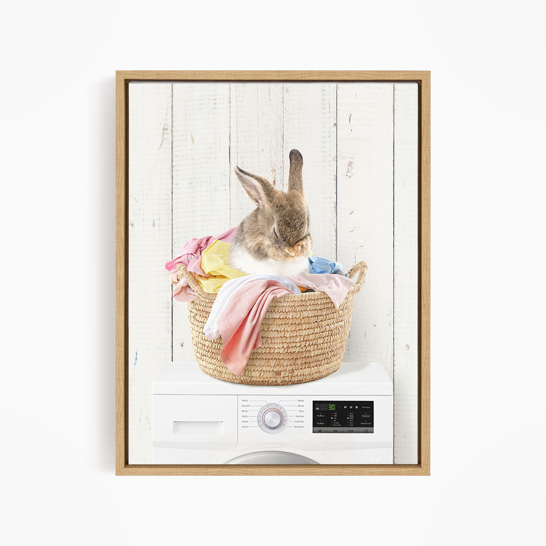 Bashful Bunny in Laundry Basket on Washing Machine- Farmhouse Wall