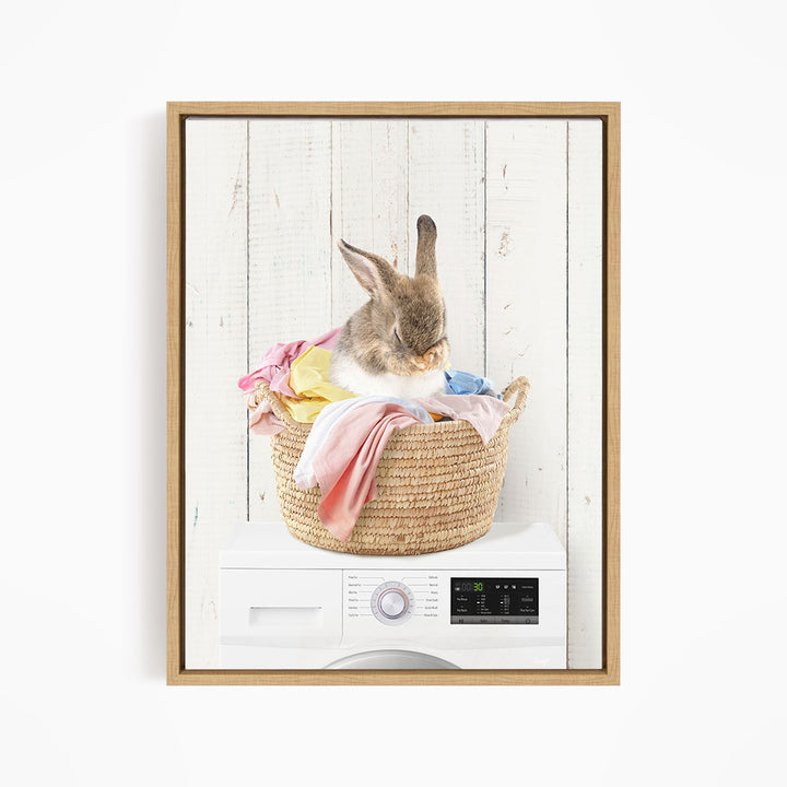Bashful Bunny in Laundry Basket on Washing Machine- Farmhouse Wall