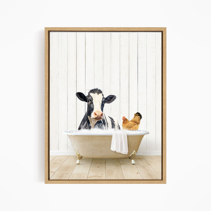 Cow and Chicken in Farmhouse Bath
