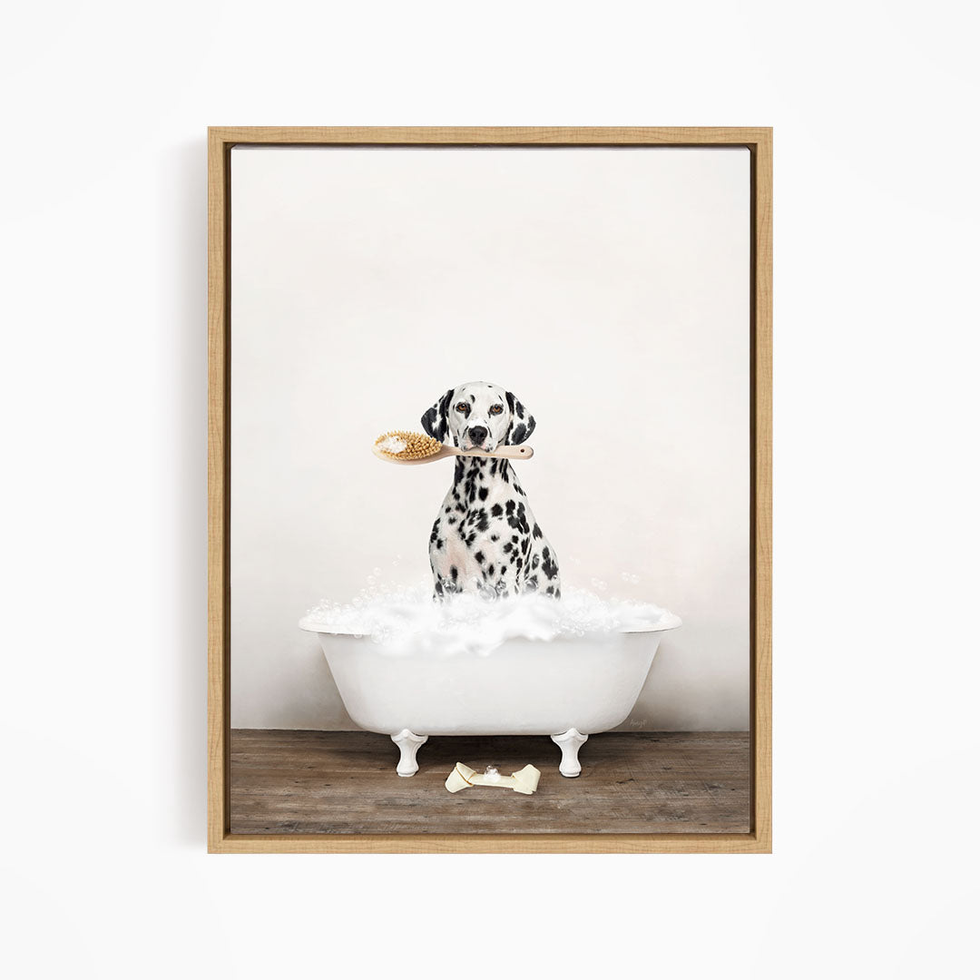 Dalmation in Rustic Bath Style Lots of Foamy Bubbles