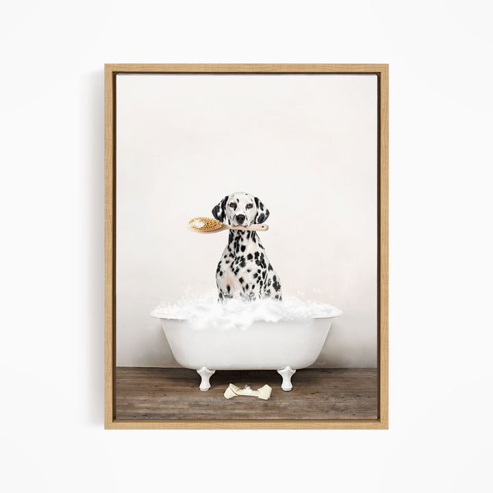 Dalmation in Rustic Bath Style Lots of Foamy Bubbles