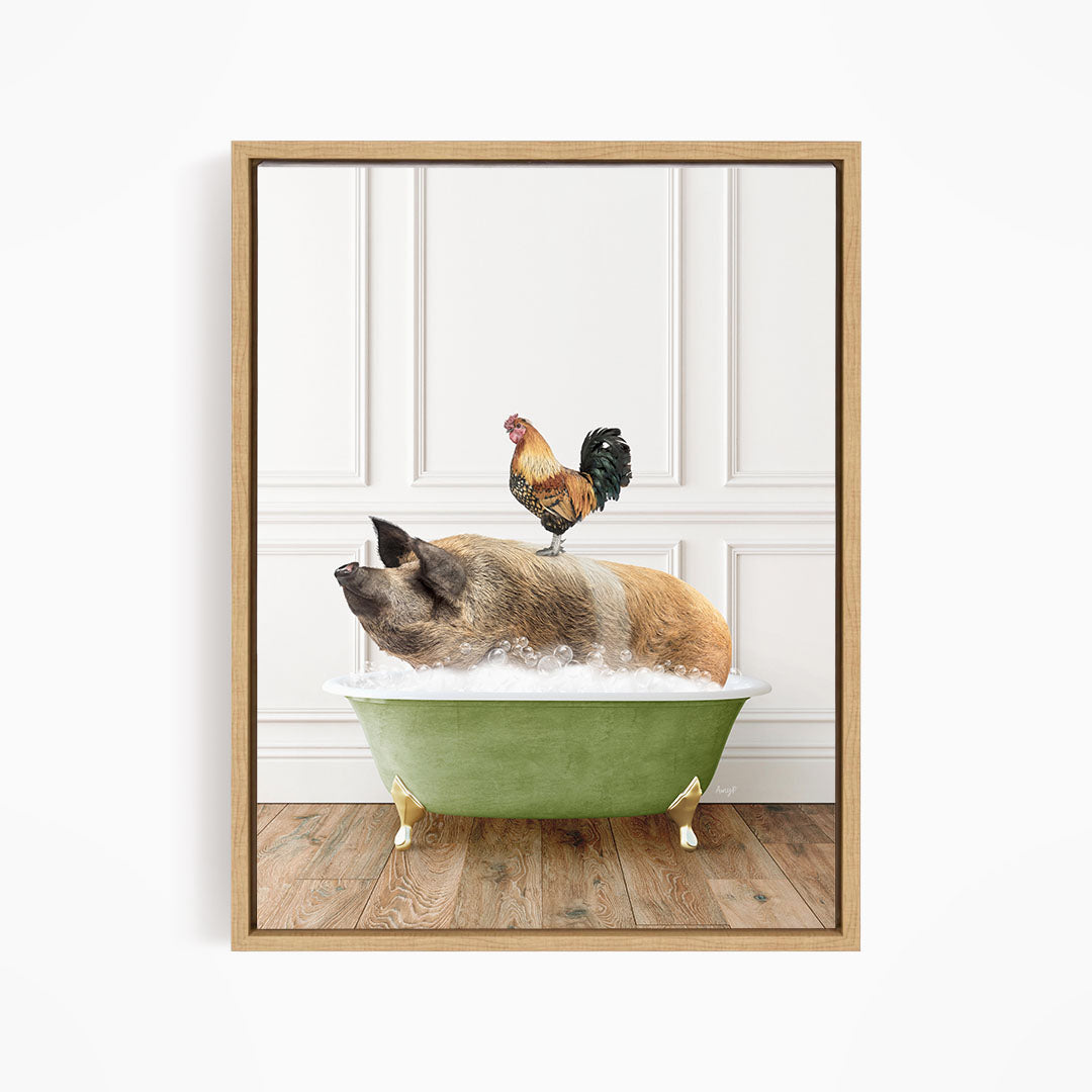 Hog and Rooster in Transitional Bath Style