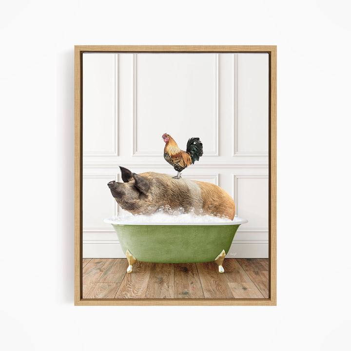 Hog and Rooster in Transitional Bath Style