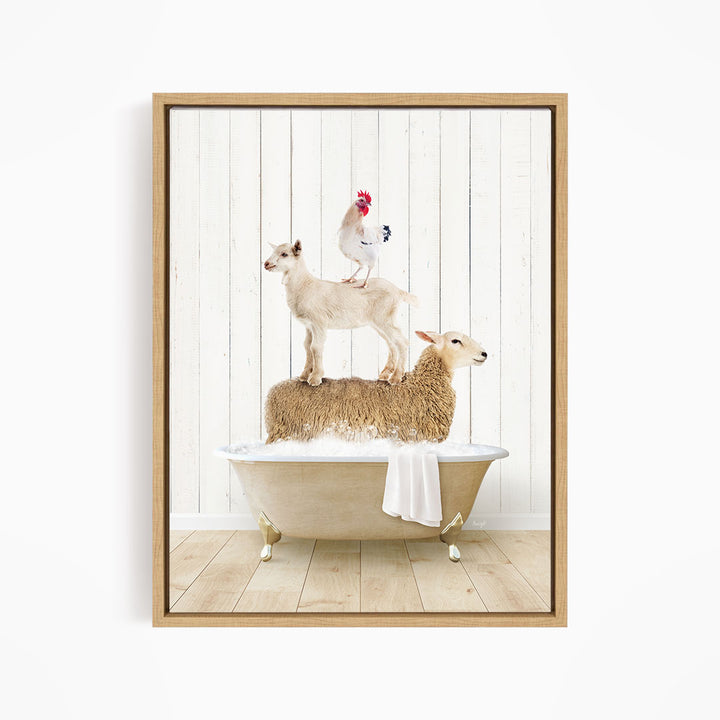 Stacked Farm Animals in Farmhouse Bath
