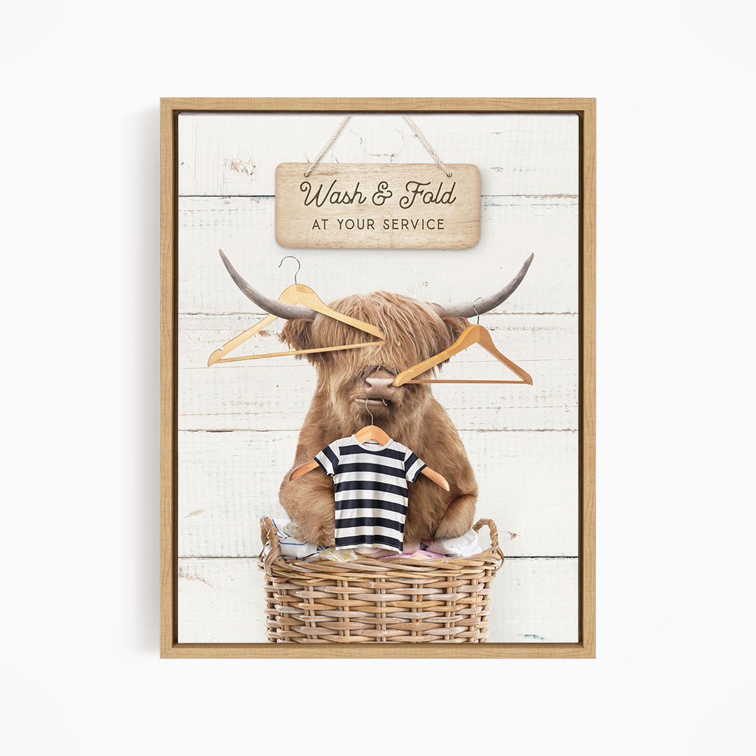 Highland Cow Wash & Fold - Farmhouse Wall Funny Sayings