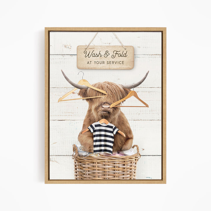 Highland Cow Wash & Fold - Farmhouse Wall Funny Sayings