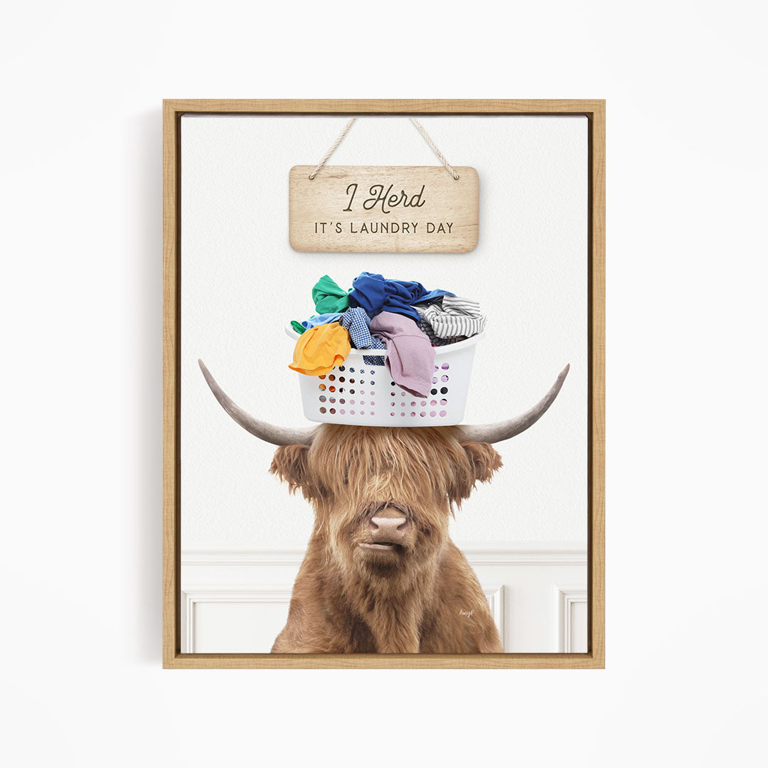 Highland Cow Baskethead I Herd It's Laundry Day