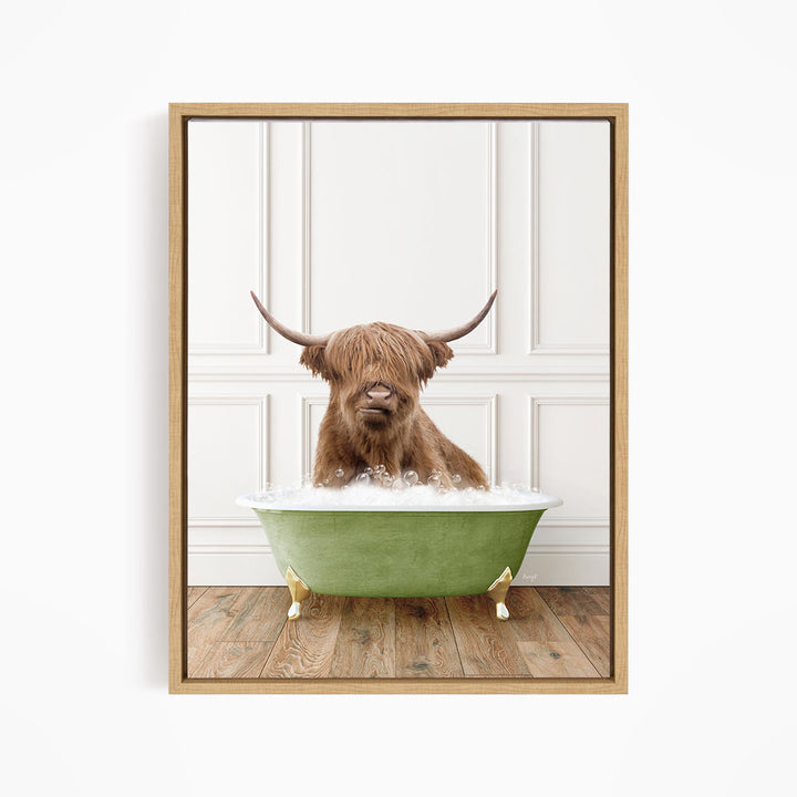 Highland Cow in Transitional Bath Style